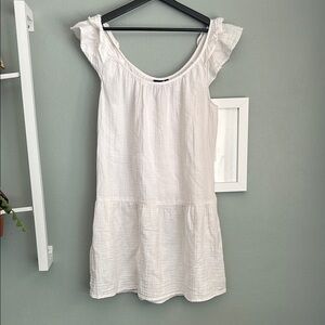 Gap Crinkle Gauze Flutter Sleeve Mini Dress, white, cotton, medium tall